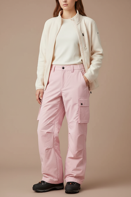 Pantalon Randonnée Rose Cargo Ample Imperméable Unisexe - Polyester