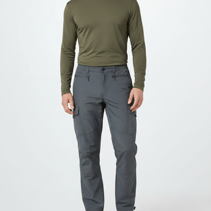 Pantalon Randonnée Gris Cargo Homme Séchage Rapide - Polyester