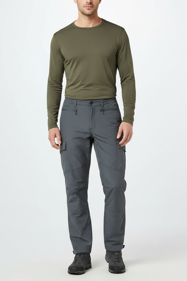 Pantalon Randonnée Gris Cargo Homme Séchage Rapide - Polyester