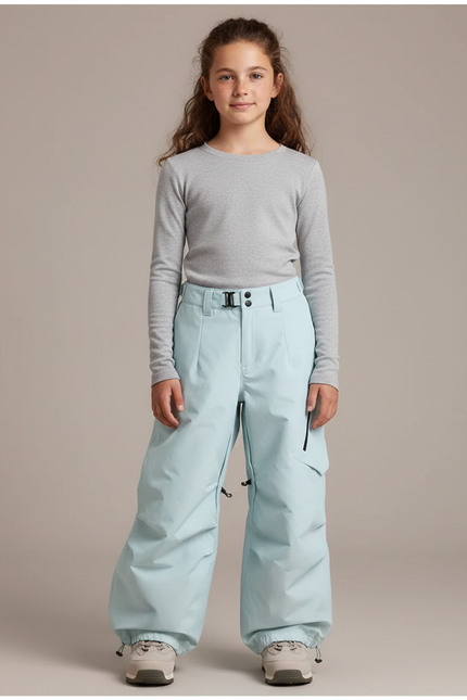 Pantalon Randonnée Bleu Ciel Ample Imperméable Fille - Polyester