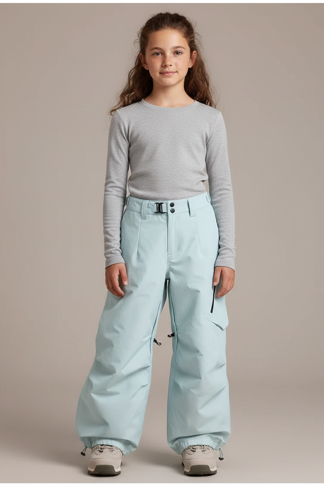 Pantalon Randonnée Bleu Ciel Ample Imperméable Fille - Polyester