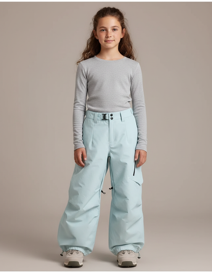Pantalon Randonnée Bleu Ciel Ample Imperméable Fille - Polyester