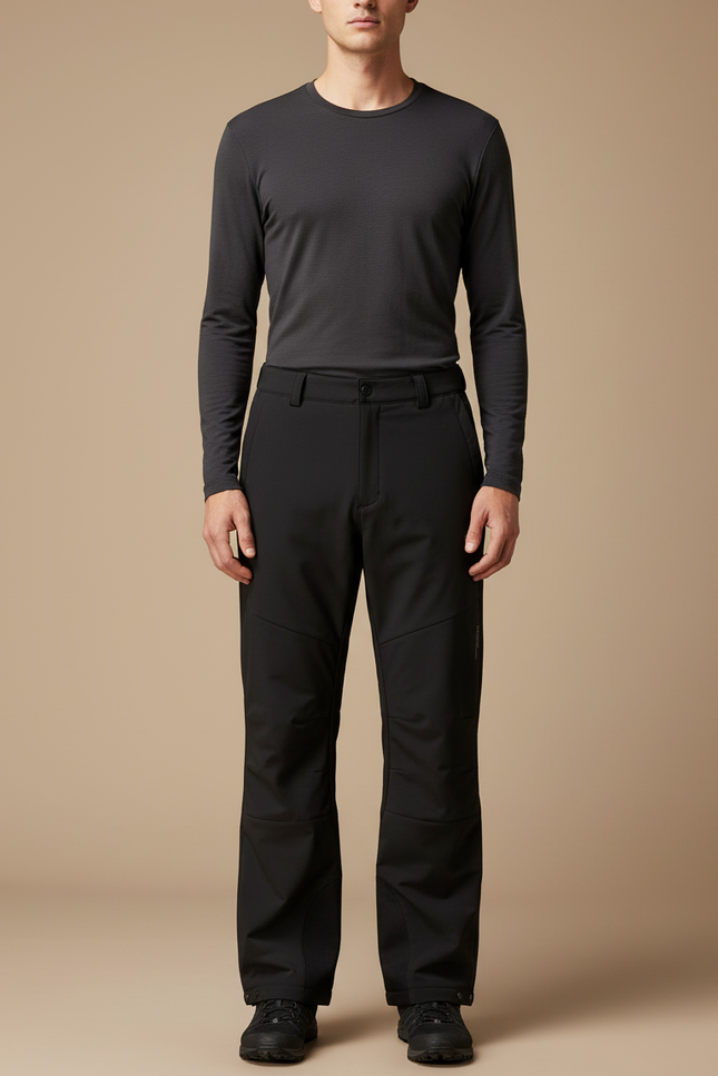 Pantalon Randonnée Noir Softshell Homme Coupe Droite - Polyester
