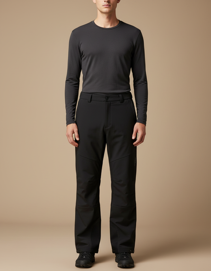 Pantalon Randonnée Noir Softshell Homme Coupe Droite - Polyester