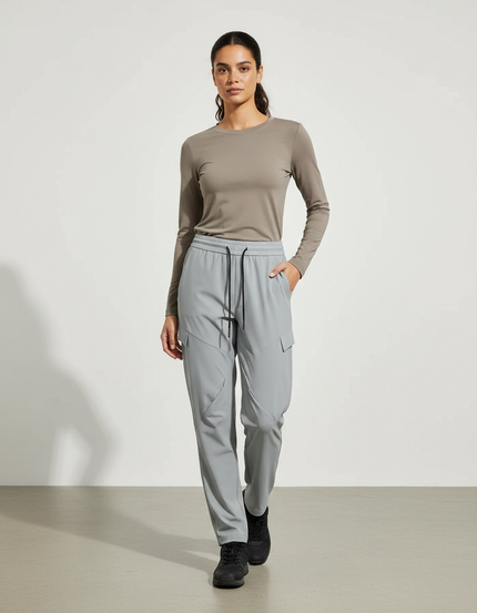 Pantalon Randonnée Gris Cargo Stretch Ajustable Léger - Polyester