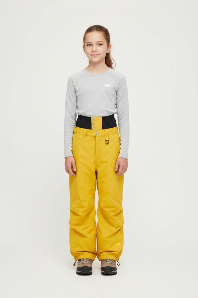 Pantalon Randonnée Jaune Ample Imperméable Enfant - Polyester