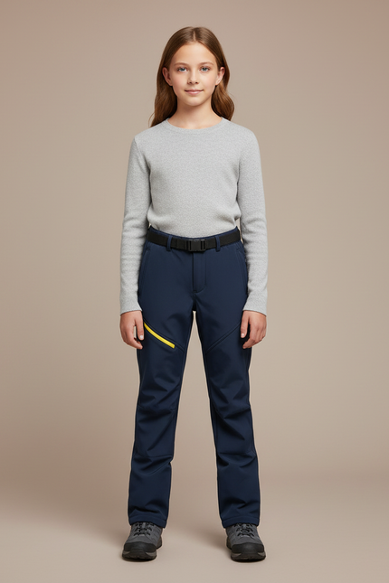 Pantalon Randonnée Enfant Marine Imperméable Stretch Hiver - Polyester