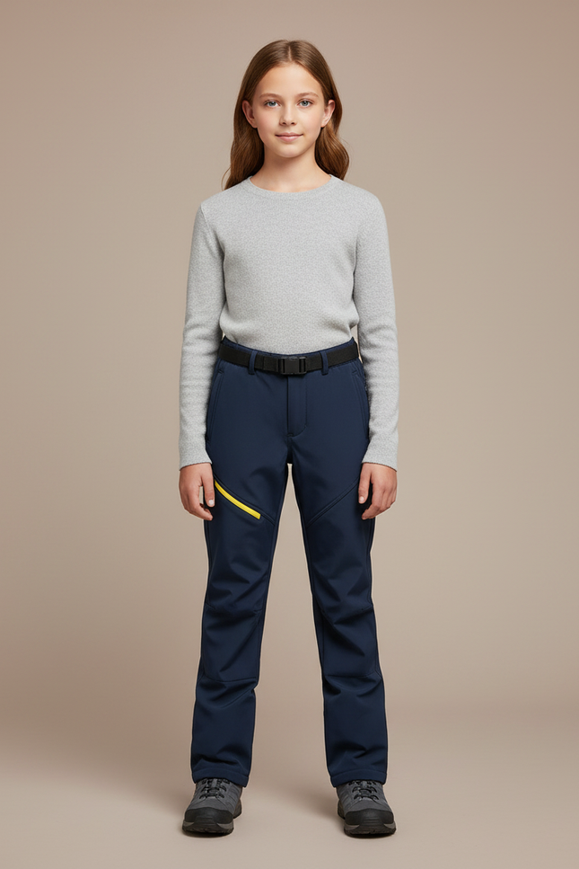Pantalon Randonnée Enfant Marine Imperméable Stretch Hiver - Polyester