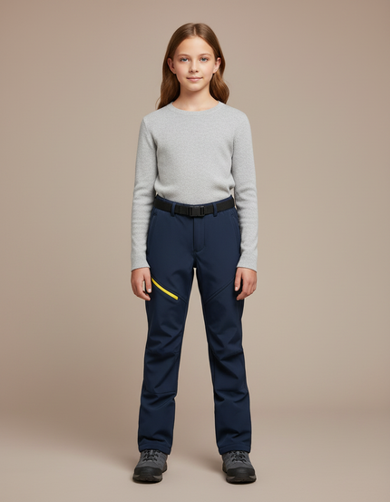 Pantalon Randonnée Enfant Marine Imperméable Stretch Hiver - Polyester