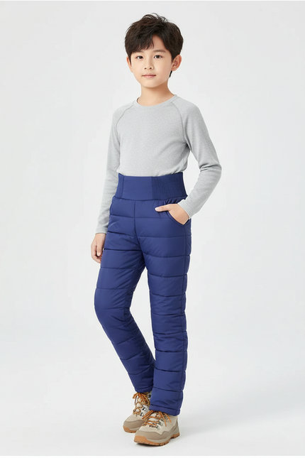 Pantalon Randonnée Bleu Matelassé Chaud Hiver Enfant - Marine Polyester