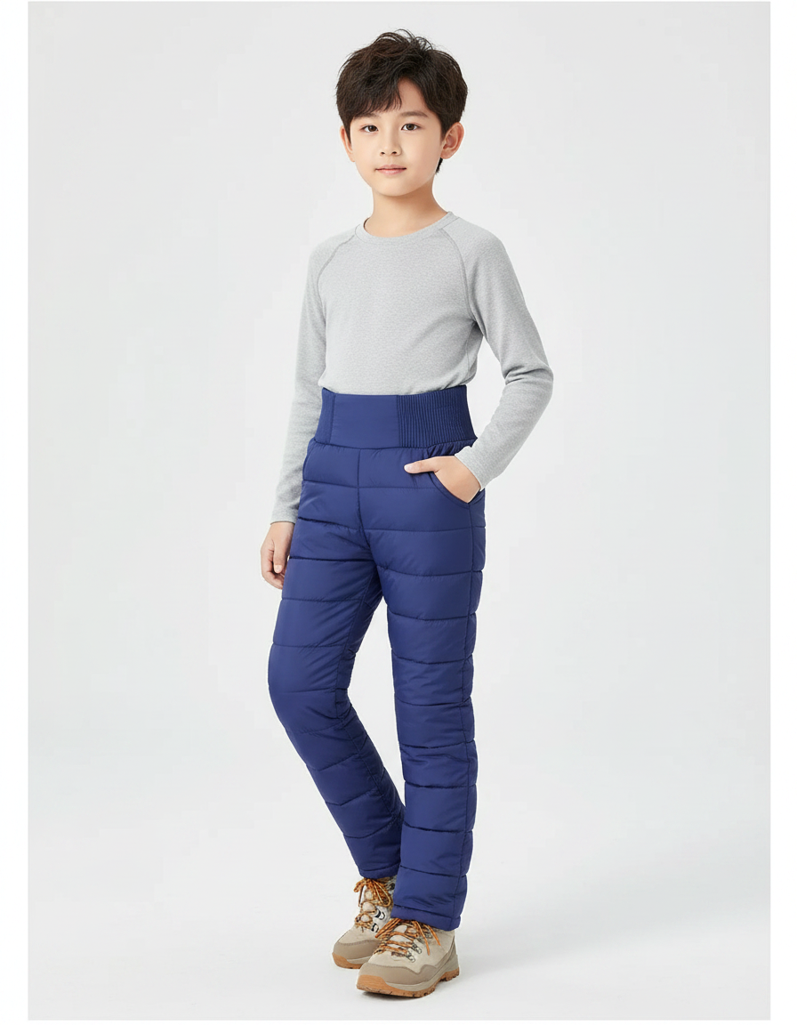 Pantalon Randonnée Bleu Matelassé Chaud Hiver Enfant - Marine Polyester