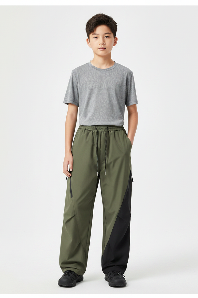 Pantalon Randonnée Kaki Ample Bicolore Sport Enfant - Polyester