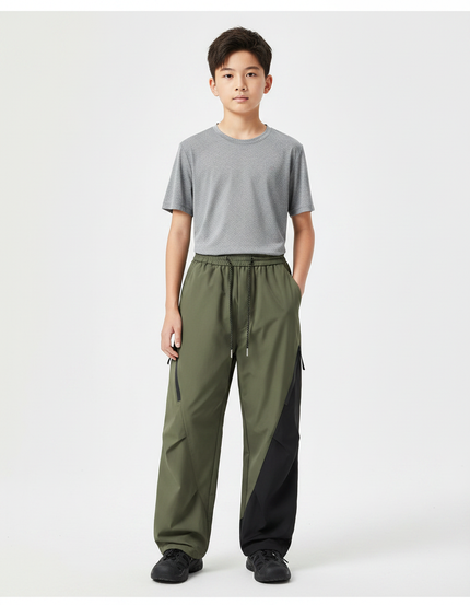 Pantalon Randonnée Kaki Ample Bicolore Sport Enfant - Polyester