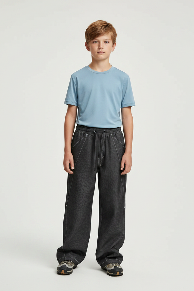 Pantalon Randonnée Gris Ample Cordon Enfant Sport - Polyester