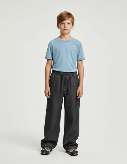 Pantalon Randonnée Gris Ample Cordon Enfant Sport - Polyester