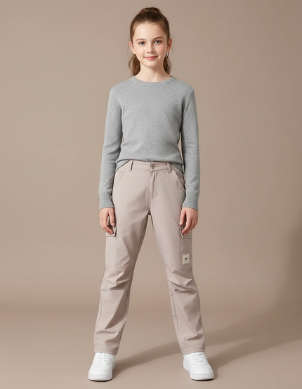 Pantalon Randonnée Beige Cargo Léger Enfant Décontracté - Polyester