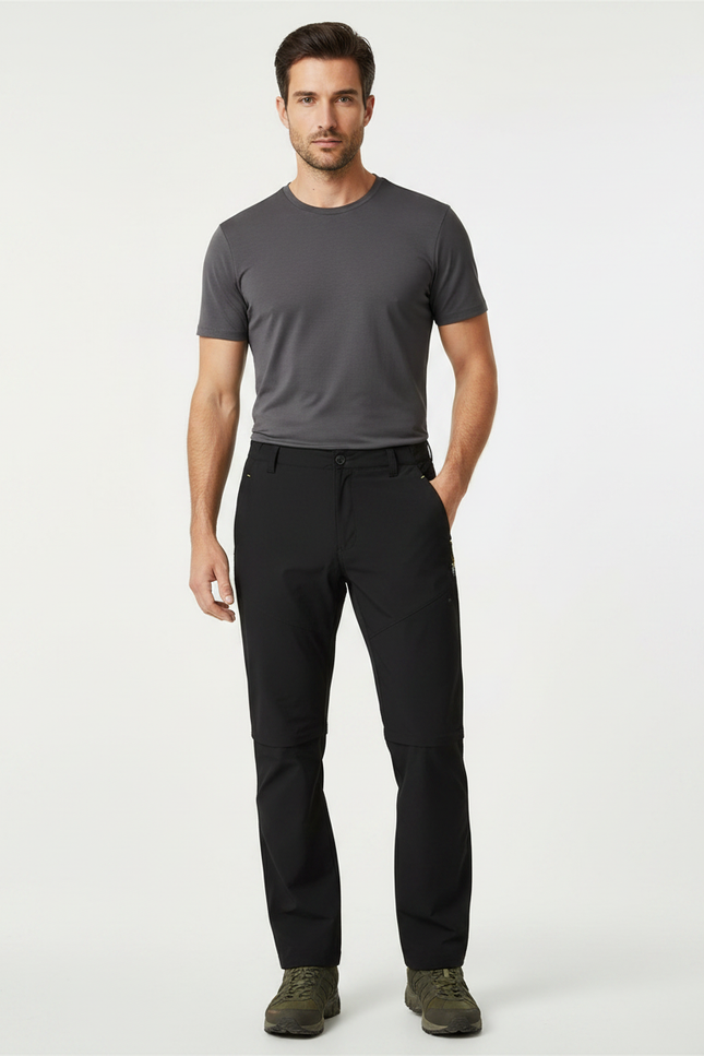 Pantalon Randonnée 2 En 1 Homme - Noir Polyester