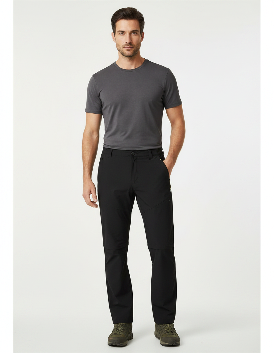 Pantalon Randonnée 2 En 1 Homme - Noir Polyester