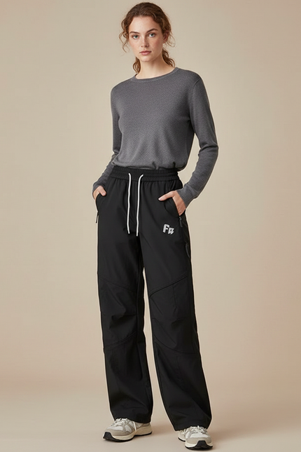 Pantalon Randonnée Noir Ample Décontracté Sport Femme - Polyester