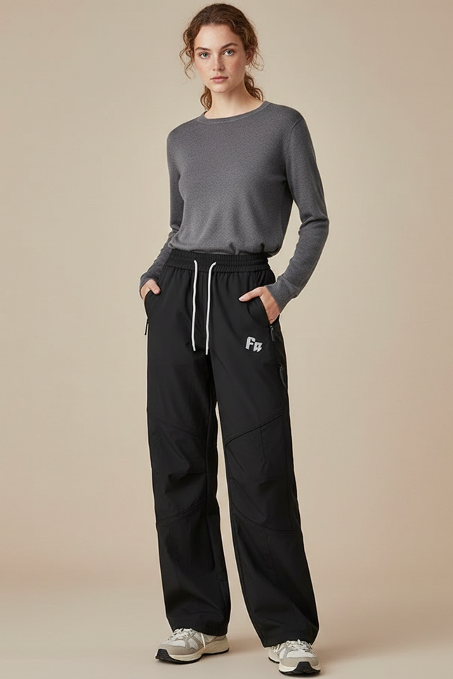 Pantalon Randonnée Noir Ample Décontracté Sport Femme - Polyester
