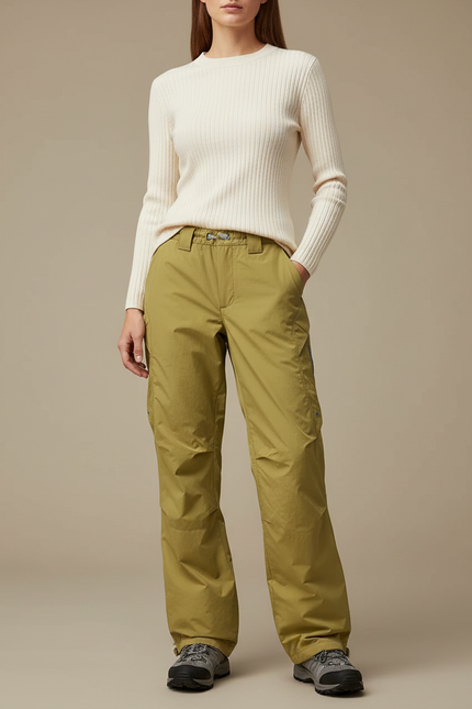 Pantalon Randonnée Kaki Coupe Droite Décontracté Technique Femme - Polyester