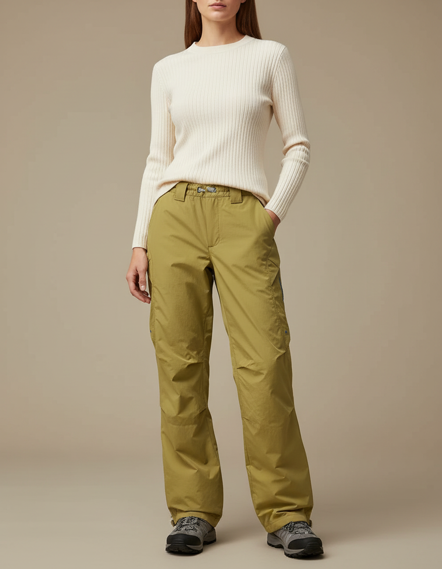 Pantalon Randonnée Kaki Coupe Droite Décontracté Technique Femme - Polyester