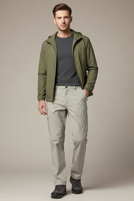 Pantalon Randonnée Droit Cargo Gris Clair Homme - Polyester