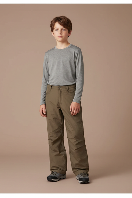 Pantalon Randonnée Kaki Ample Imperméable Enfant Hiver - Polyester