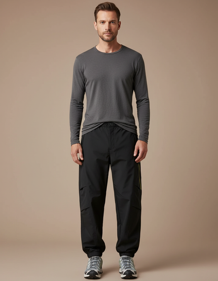 Pantalon Randonnée Noir Cargo Ample Élastiqué Homme - Polyester
