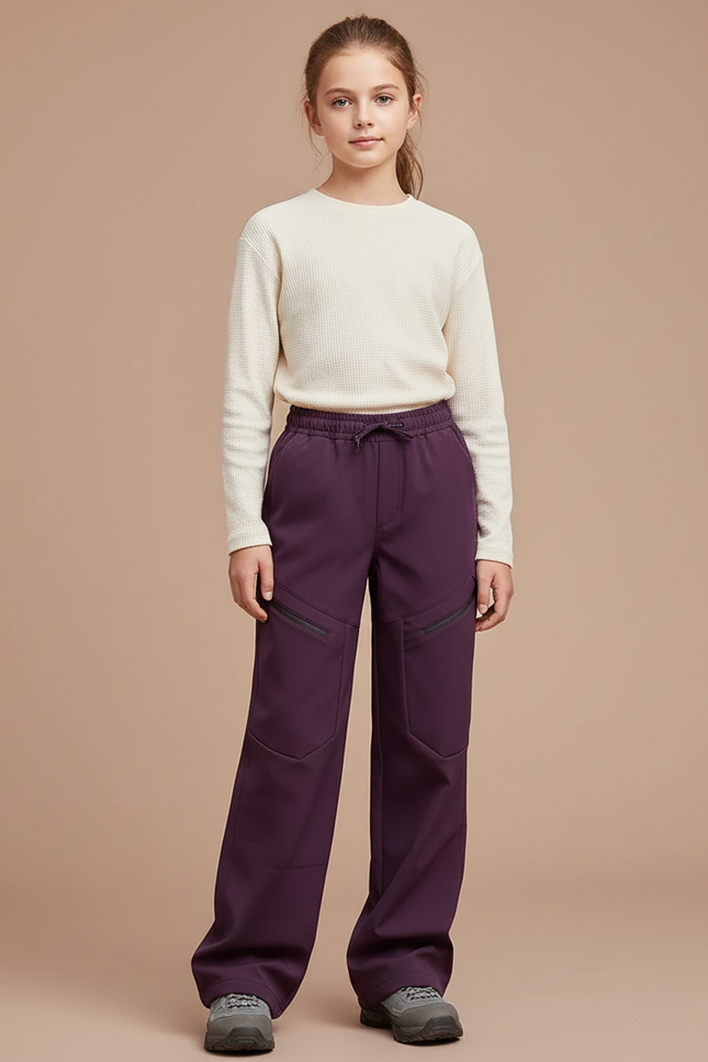 Pantalon Randonnée Violet Ample Zippé Cordon - Polyester
