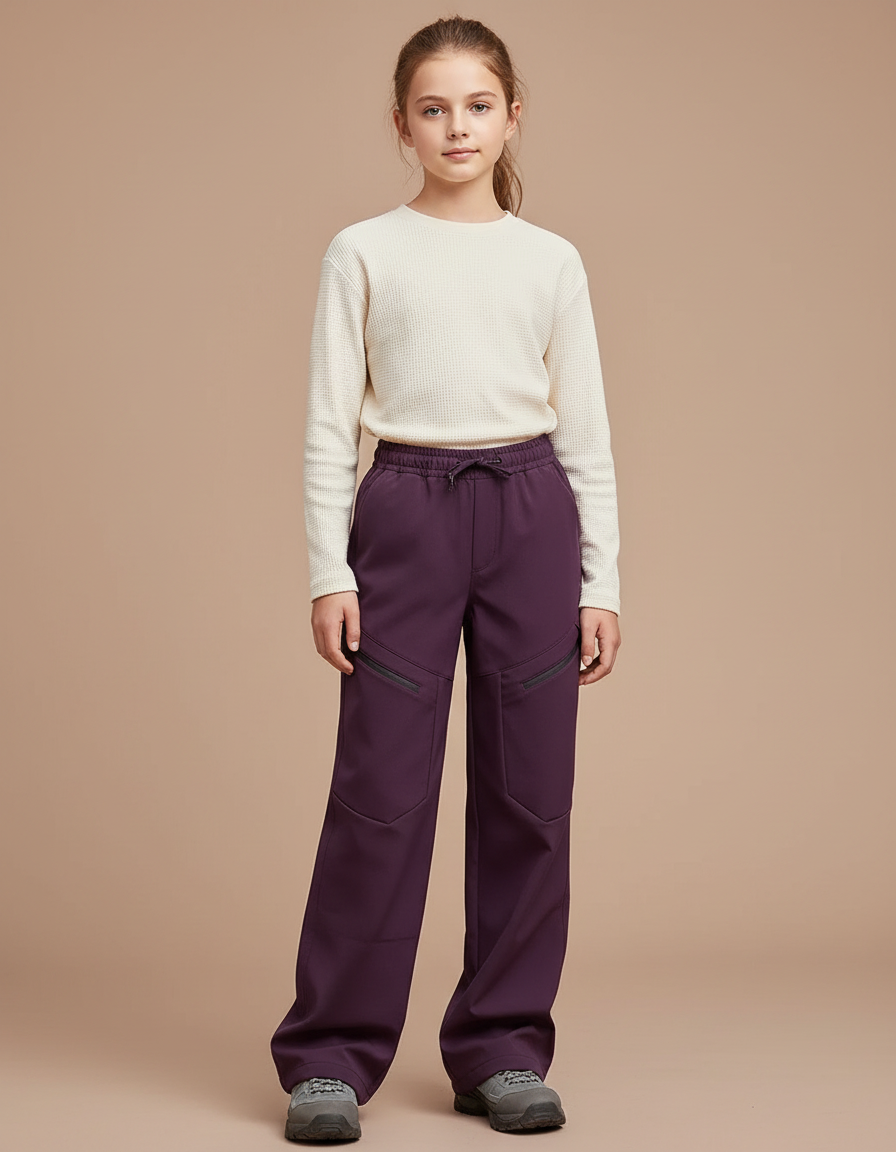 Pantalon Randonnée Violet Ample Zippé Cordon - Polyester