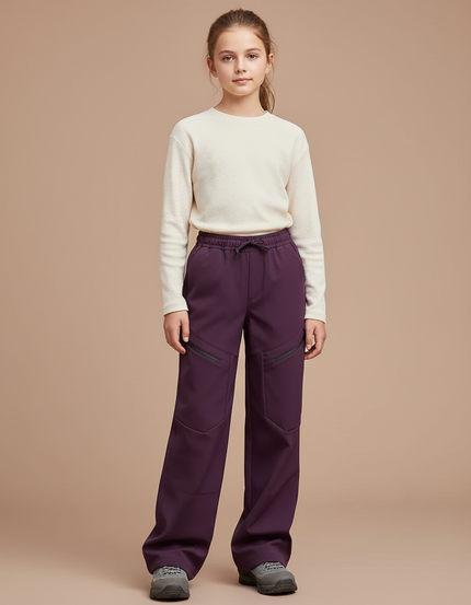 Pantalon Randonnée Violet Ample Zippé Cordon - Polyester