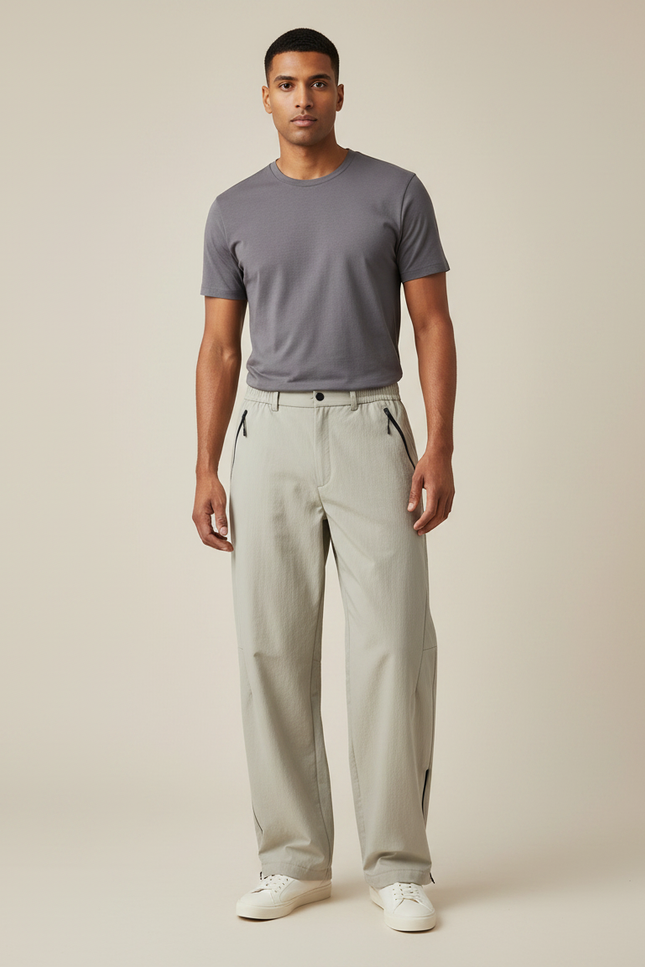 Pantalon Randonnée Beige Léger Décontracté Zippé Homme - Polyester