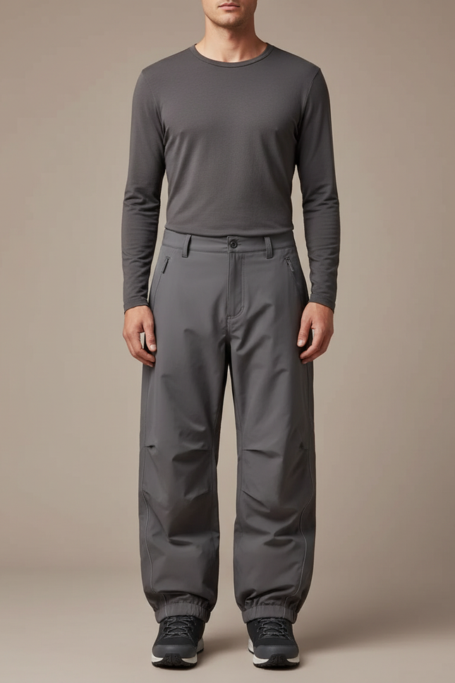 Pantalon Randonnée Gris Imperméable Ample Coupe-Vent Homme - Polyester
