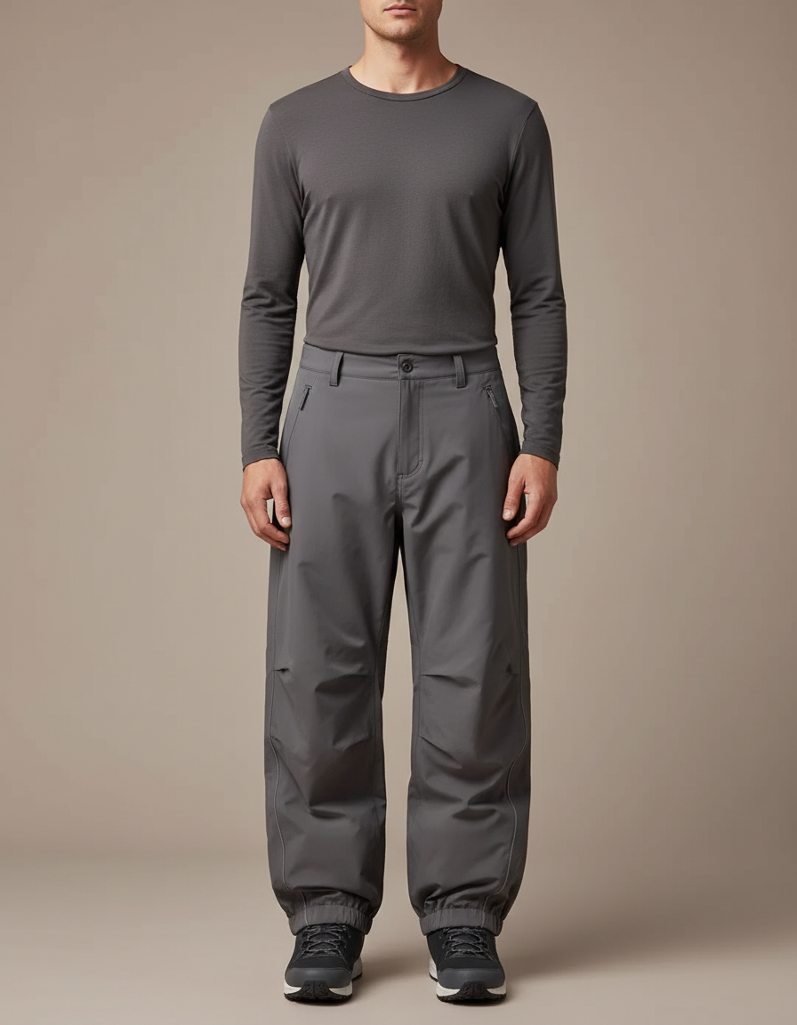 Pantalon Randonnée Gris Imperméable Ample Coupe-Vent Homme - Polyester