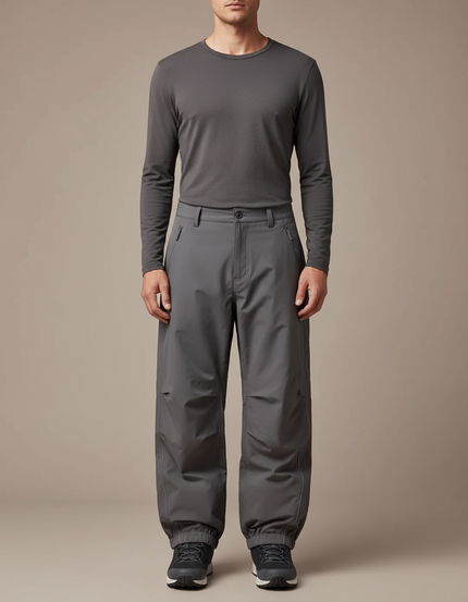Pantalon Randonnée Gris Imperméable Ample Coupe-Vent Homme - Polyester