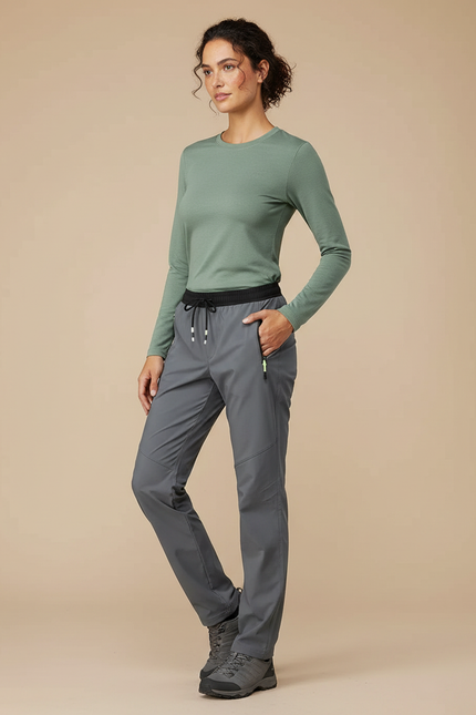Pantalon Randonnée Gris Séchage Rapide Cordon Femme - Polyester
