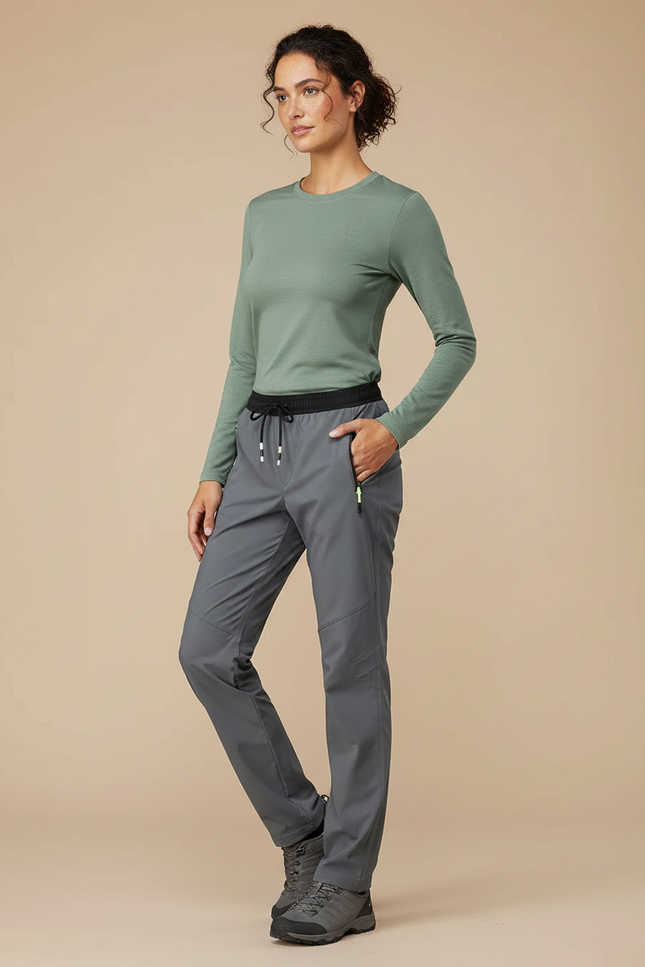 Pantalon Randonnée Gris Séchage Rapide Cordon Femme - Polyester
