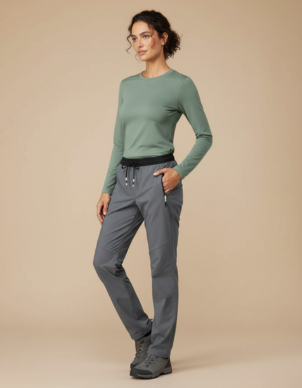 Pantalon Randonnée Gris Séchage Rapide Cordon Femme - Polyester