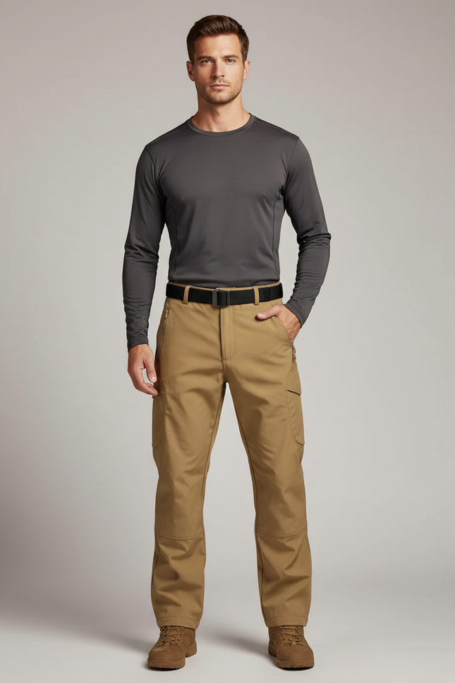 Pantalon Randonnée Beige Cargo Multi-Poches Robuste Homme - Toile