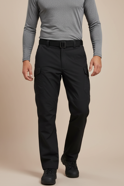 Pantalon Randonnée Noir Tactique Cargo Multipoches Homme - Polyester