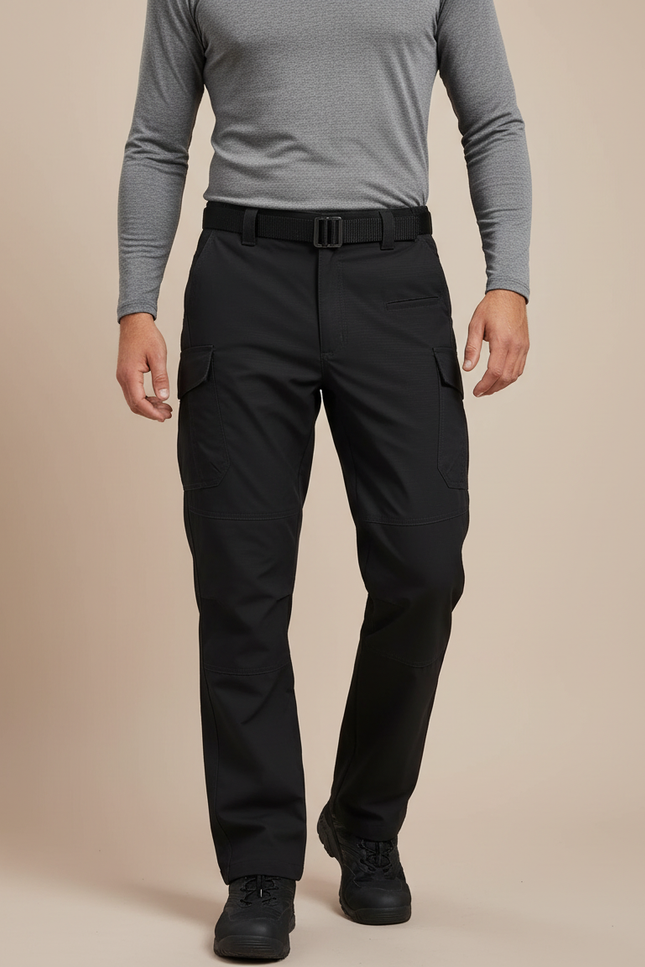 Pantalon Randonnée Noir Tactique Cargo Multipoches Homme - Polyester