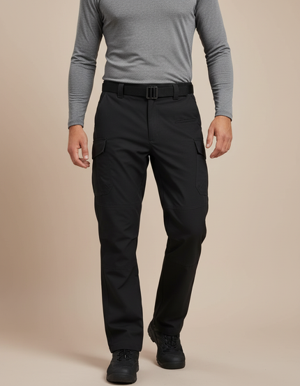 Pantalon Randonnée Noir Tactique Cargo Multipoches Homme - Polyester