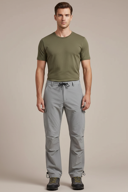 Pantalon Randonnée Gris Léger Cargo Respirant Homme - Polyester