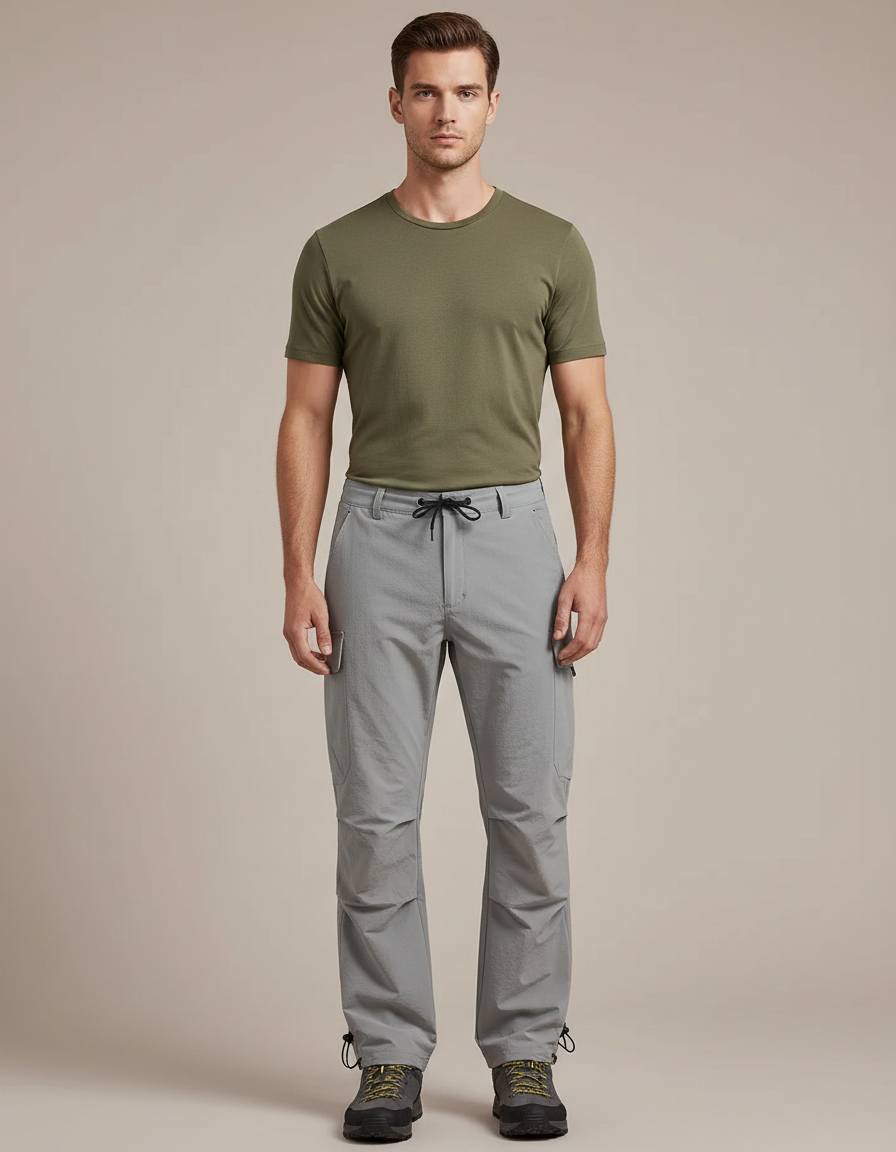 Pantalon Randonnée Gris Léger Cargo Respirant Homme - Polyester