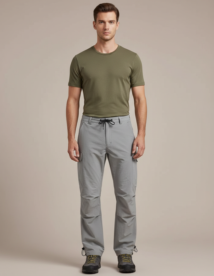Pantalon Randonnée Gris Léger Cargo Respirant Homme - Polyester