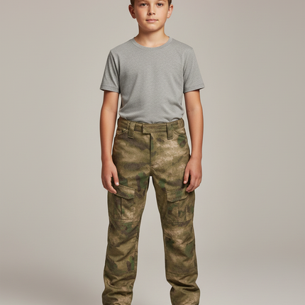 Pantalon Randonnée Camouflage Cargo Enfant Militaire Robuste - Multicolore Polyester