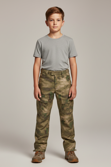 Pantalon Randonnée Camouflage Cargo Enfant Militaire Robuste - Multicolore Polyester