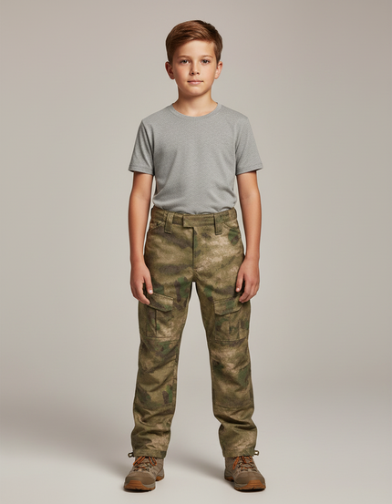 Pantalon Randonnée Camouflage Cargo Enfant Militaire Robuste - Multicolore Polyester