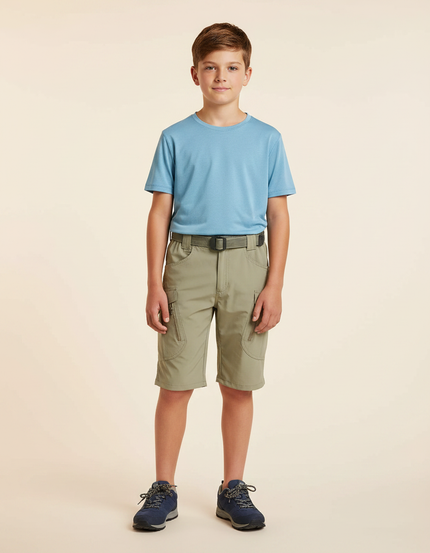 Pantalon Randonnée Kaki Cargo Léger Enfant Multi-Poches - Polyester